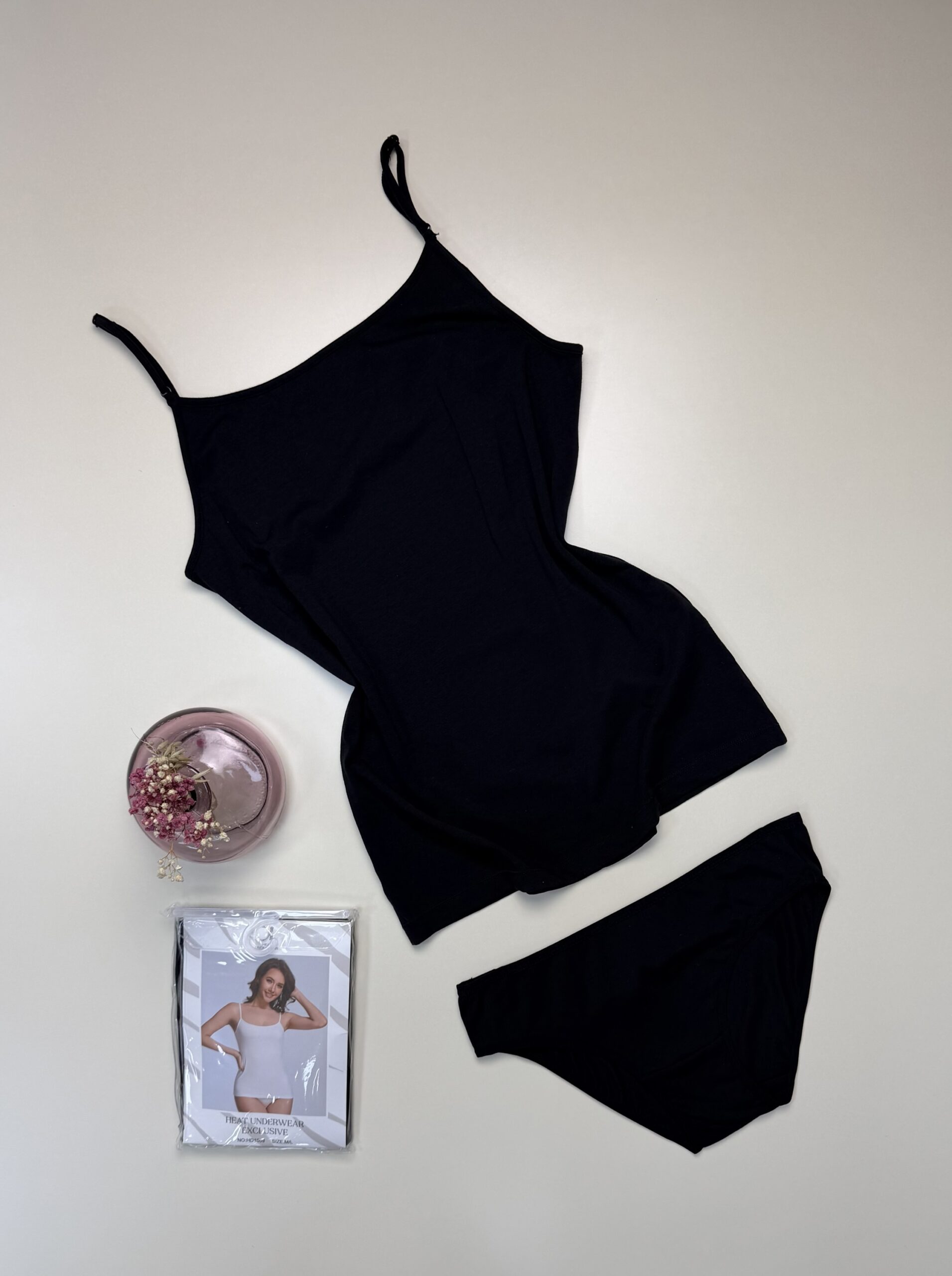 Bustier+bas H - coton - " Noir "