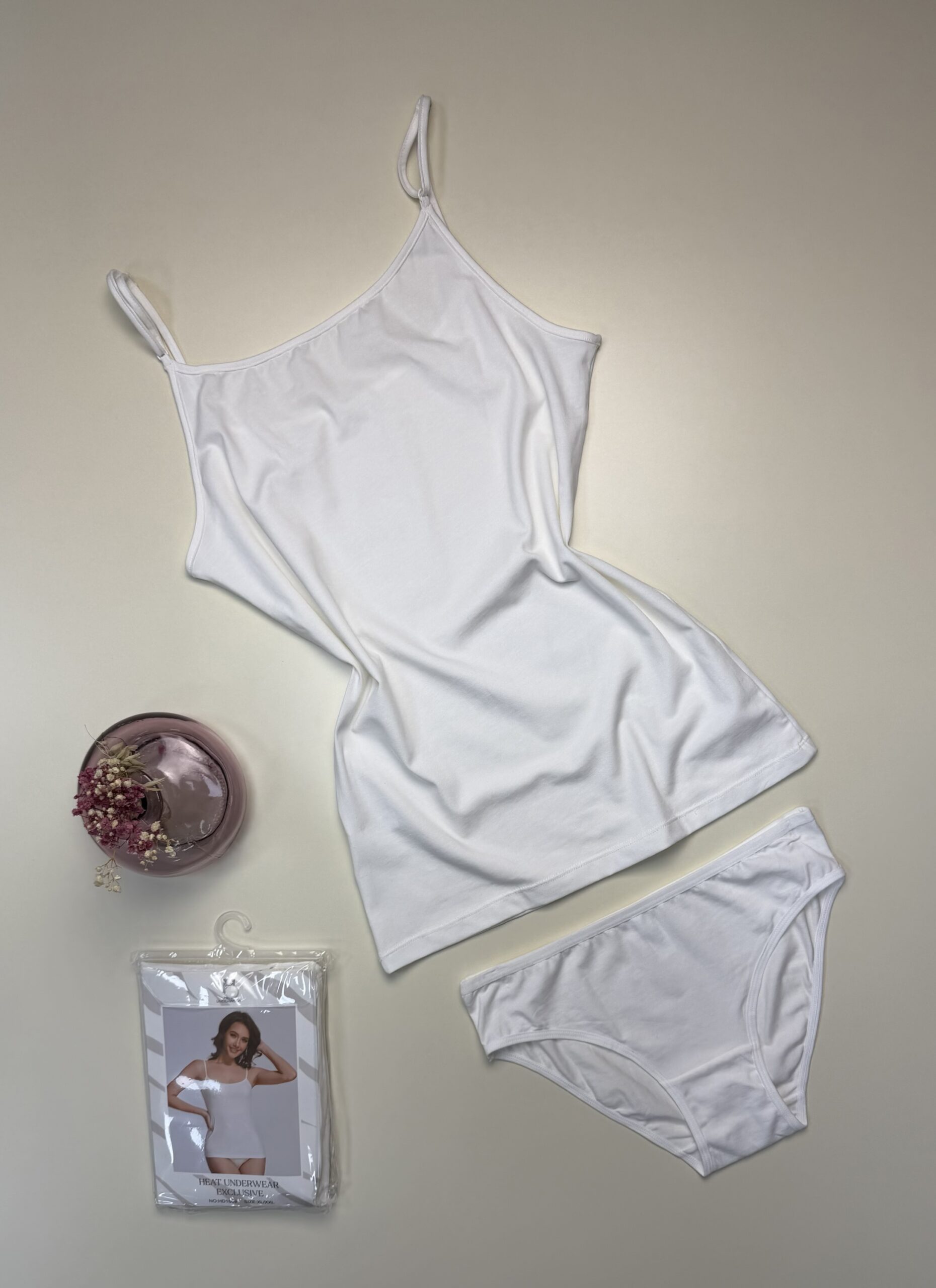 Bustier+bas H - coton - " Blanc "