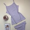Bustier+bas H  - coton - " Mauve "
