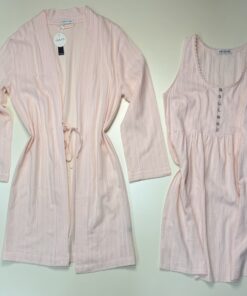 Alternative view of Ensemble nuisette peignoir 100% coton " Rose " - TRESS -