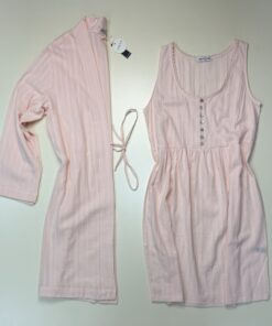 Ensemble nuisette peignoir 100% coton " Rose " - TRESS -