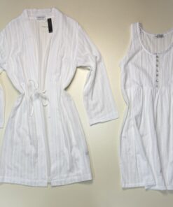 Alternative view of Ensemble nuisette peignoir 100% coton " Blanc " - TRESS -
