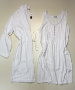 Ensemble nuisette peignoir 100% coton " Blanc " - TRESS -