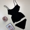 Tricot de peau + bas " Noir " - H -