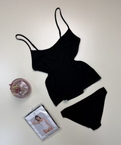 Tricot de peau + bas " Noir " - H -