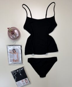 Alternative view of Tricot de peau + bas " Noir " - H -