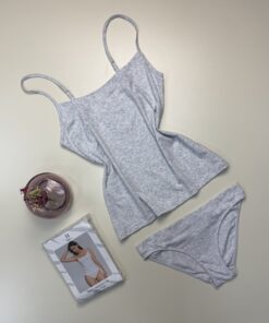 Tricot de peau + bas " Gris " - H -