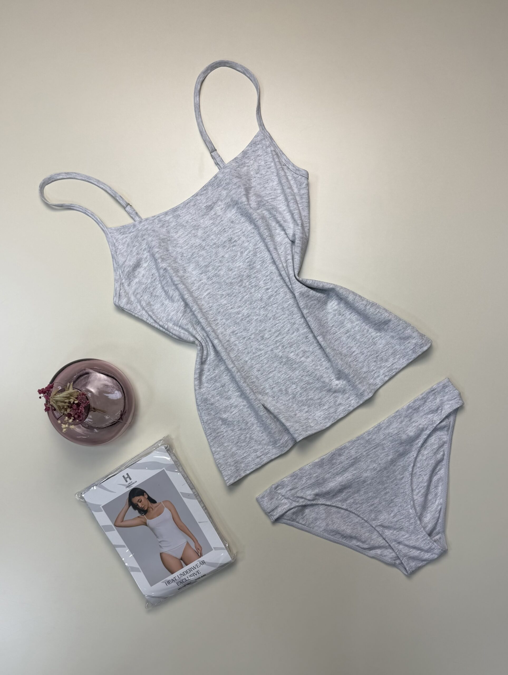 Tricot de peau + bas " Gris " - H -