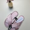 Pantoufle croisé en satin " Rose "