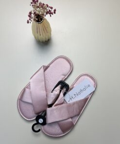 Pantoufle croisé en satin " Rose "