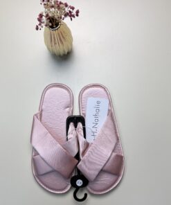 Alternative view of Pantoufle croisé en satin " Rose "