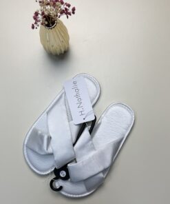 Pantoufle croisé en satin " Blanc "