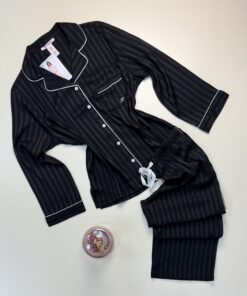 Pyjama boutonnée en satin -H- " Noir "