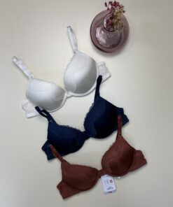 Pack de 3 soutiens gorge PRIMARK push up " Bleu, Blanc, Brique "