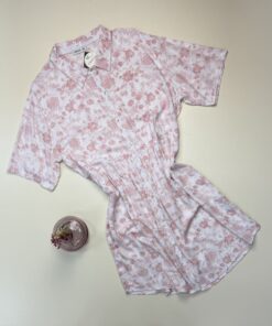 Chemise de nuit demi manche boutonné "Rose"