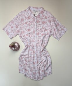 Alternative view of Chemise de nuit demi manche boutonné "Rose"