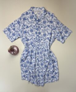 Alternative view of Chemise de nuit demi manche boutonné "Bleu"