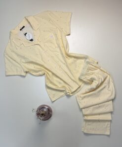 Pyjama pantalon boutonné demi manche Coton " Jaune "