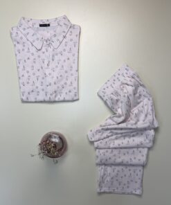 Alternative view of Pyjama boutonné pantalon demi manche " Rose à rayures "