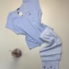 Pyjama pantalon haut demi manche en coton " Bleu "