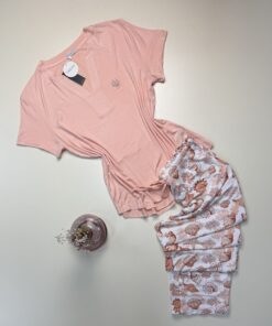 Pyjama pantalon demi manche " Saumon "