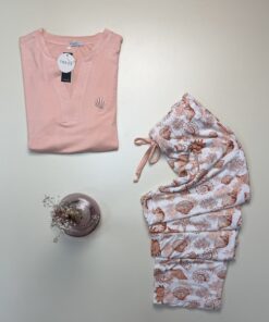 Alternative view of Pyjama pantalon demi manche " Saumon "