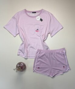 Pyjama short en Coton " Rose " - TRESS -