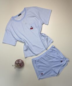 Alternative view of Pyjama short en Coton " Bleu " - TRESS -