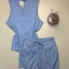Pyjama short Bustier en Coton " Bleu "