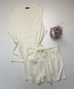 Pyjama short Bustier en Coton " Jaune "