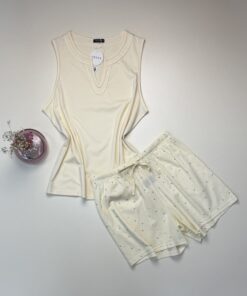 Alternative view of Pyjama short Bustier en Coton " Jaune "