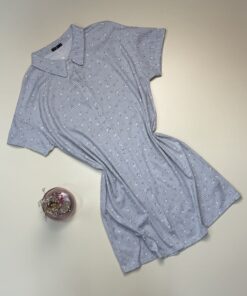 Chemise de nuit boutonnée " Bleu à rayures "