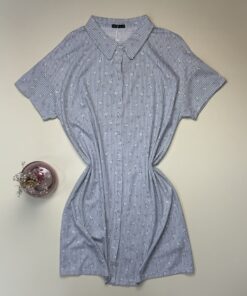 Alternative view of Chemise de nuit boutonnée " Bleu à rayures "