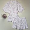 Pyjama short boutonné " Rose coeur "