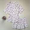 Pyjama short boutonné " Coeur rouge "