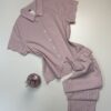 Pyjama boutonnée haut demi manche 100% Coton "Bois de rose a rayures" - TRESS -