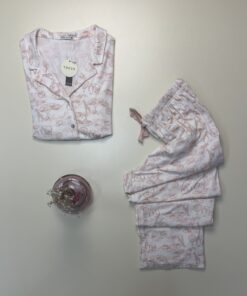 Alternative view of Pyjama boutonnée haut demi manche "Bois de rose à motif" - TRESS -