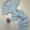 Pyjama pantalon boutonné demi manche en Coton "Vert petit point" - TRESS -