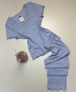 Pyjama pantalon demi manche "Bleu" - TRESS -