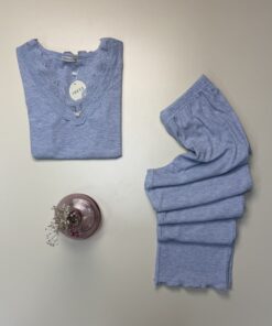 Alternative view of Pyjama pantalon demi manche "Bleu" - TRESS -