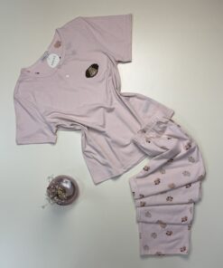 Pyjama pantalon haut demi manche en Coton "Rose" - TRESS -