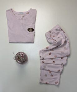 Alternative view of Pyjama pantalon haut demi manche en Coton "Rose" - TRESS -