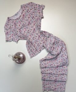 Pyjama pantalon haut demi manche " Rose à fleurs " - TRESS -