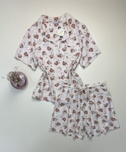 Pyjama short "Beige à motif" - TRESS -