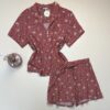 Pyjama short boutonné "Rose à motif" - TRESS -