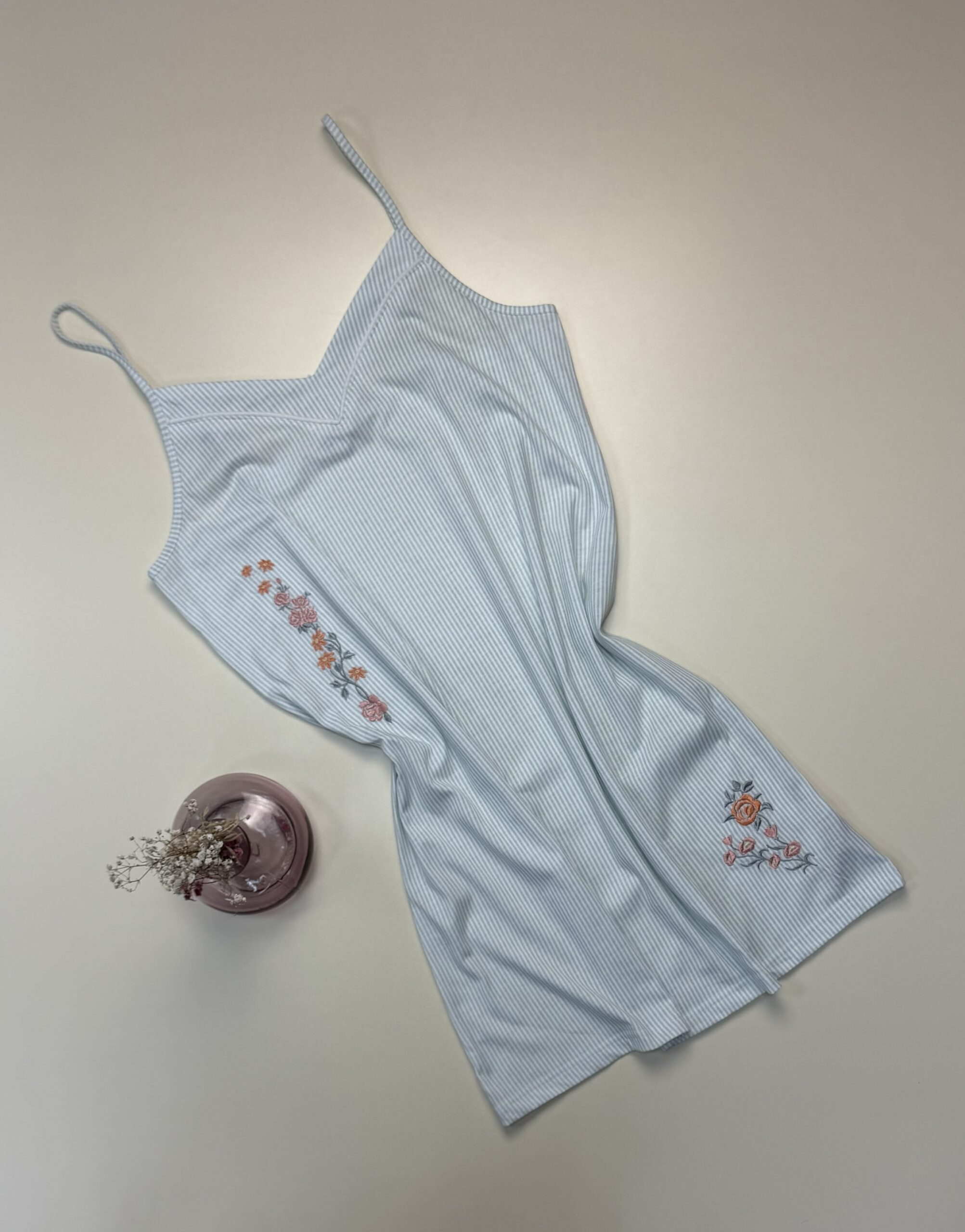 Nuisette en Coton "Vert à rayures"