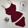Bustier + bas H  - coton - " bordeaux "