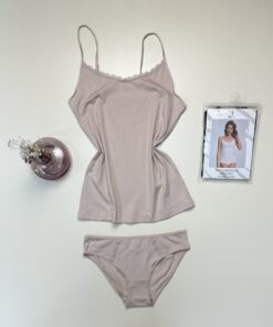 Alternative view of Bustier + bas H  - coton - " Beige "