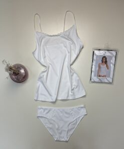 Alternative view of Bustier + bas H  - coton - " Blanc "