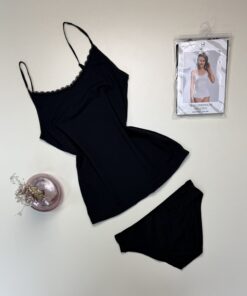 Bustier + bas H  - coton - " Noir "